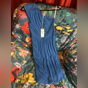 NWT Plenty by Tracy Reese One Shoulder Blue Dress Size P 0-2
